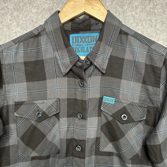 Dixxon Flannel Shirt Womens Medium Regulator Black Gray Plaid Button Up - Picture 1 of 8